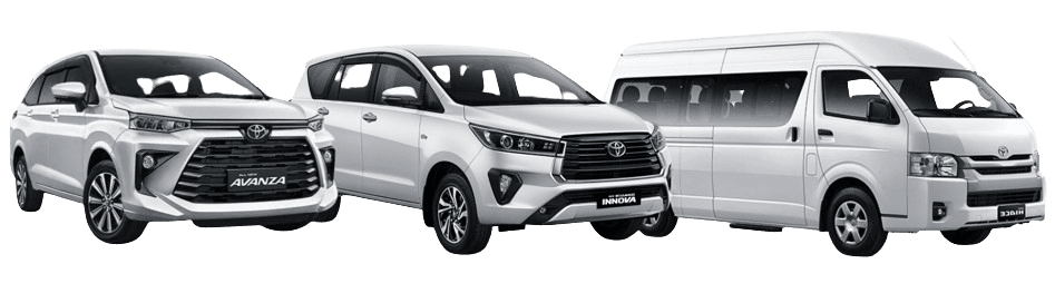 Collection of vehicles - Avanza, Innova, and HiAce